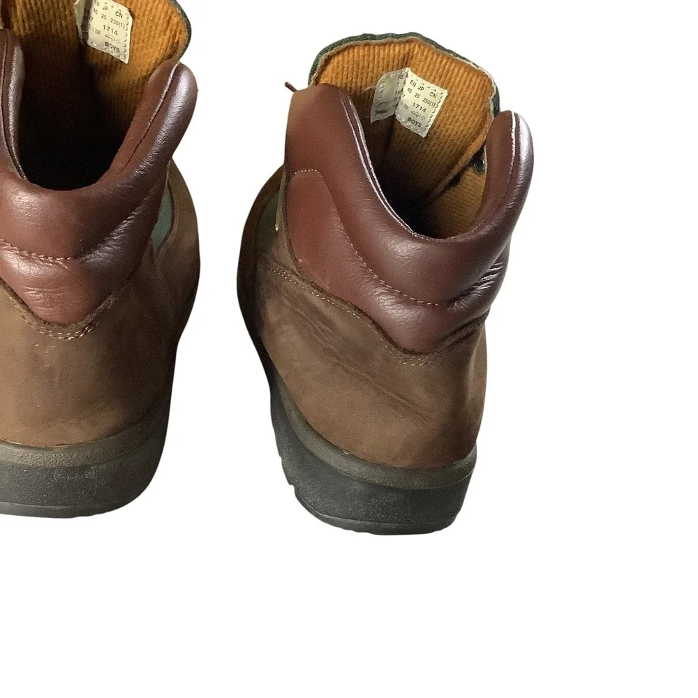 Timberland Field Boots Boys 7 Brown Green Leather Mid Top Gorpcore Lace Up